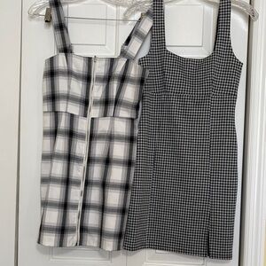 Forever 21 Black & White Plaid and Gingham Mini Dress Duo